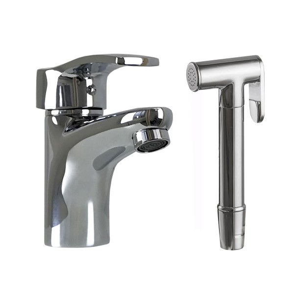 Змішувач для умивальника з гігієнічним душем Globus Lux QUEENSLAND GLQU-0222