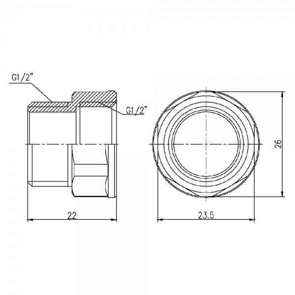 Перехід SD Forte 1/2" ВЗ SF3601515