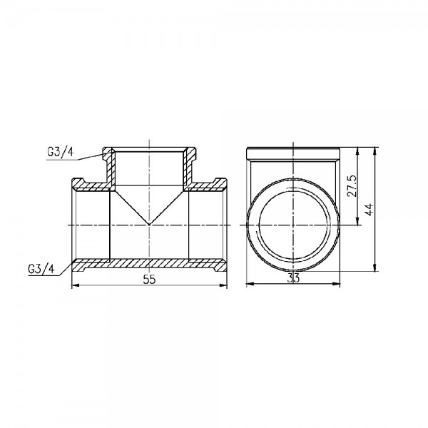 Тройник SD Forte 3/4" ВВ SF36120
