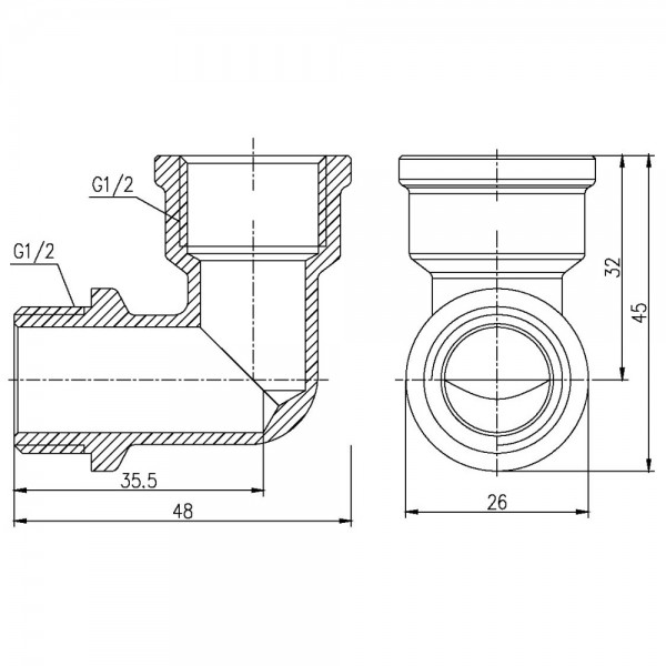 Уголок SD Forte 1/2" ВН SF37215