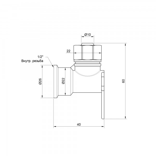 Угол обжимной SD Plus настенный 16х1/2" ВР SD162W1615