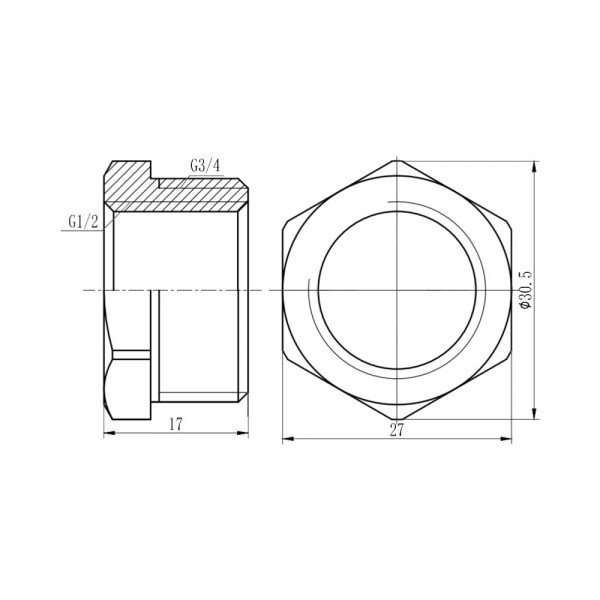 Футорка SD Forte 3/4"х1/2" НВ хром SF374H2015