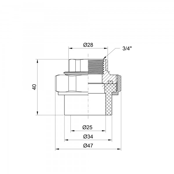 Сгон "Американка" PPR Alfa Plast 25х3/4" ВР