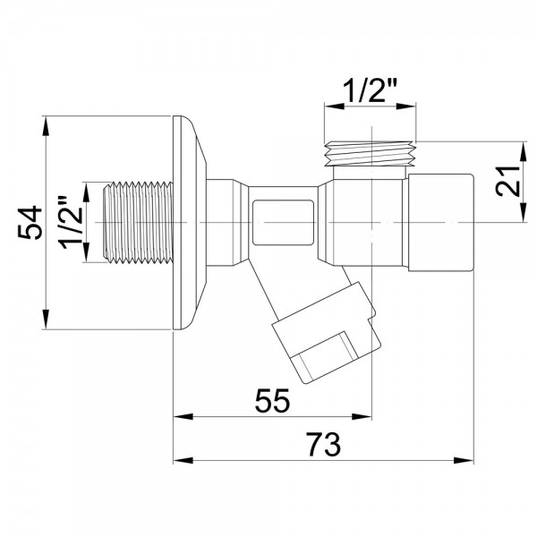 Кран приборный буксовый Icma 1/2" угловой №518 Кран приборный буксовый Icma 1/2" угловой №518
