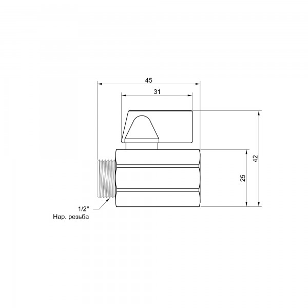 Кран кульовий SD Plus "Mini" 1/2" ВЗ SD188W15