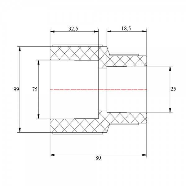 Муфта PPR Blue Ocean 75х25 редукционная