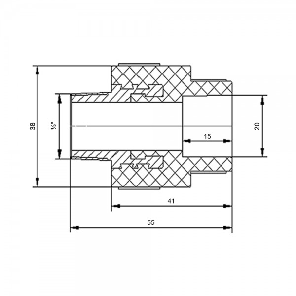 Муфта PPR Blue Ocean 20х1/2" НР