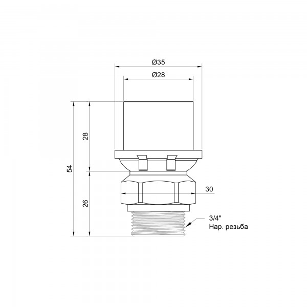 Переходник пресс Icma 26х3/4" НР №402
