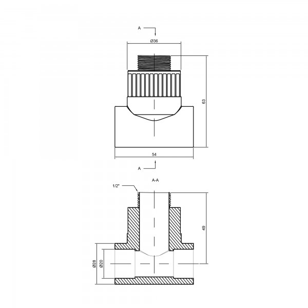 Тройник PPR Alfa Plast 20х1/2" НР