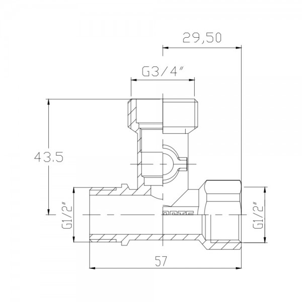 Кран приладовий кульовий SD Forte 1/2"х3/4"х1/2" SF186W152015