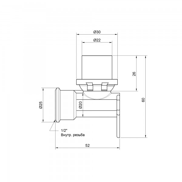 Кутик прес Icma 16х1/2" ВР настінний №410