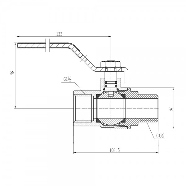 Кран шаровой SD Forte 1" 1/2 ВН для воды (ручка) SF605W40