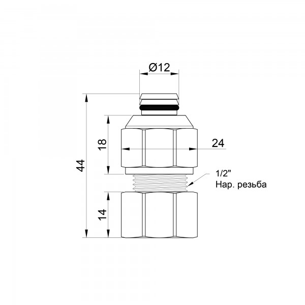 Переходник обжимной Icma 16х1/2" ВР №532