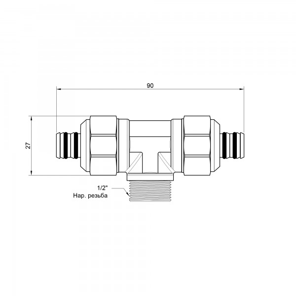 Трійник обжимний Icma 20х1/2"х20 ЗР №547