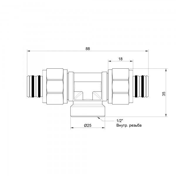 Трійник обжимний Icma 20х1/2"х20 ВР №548