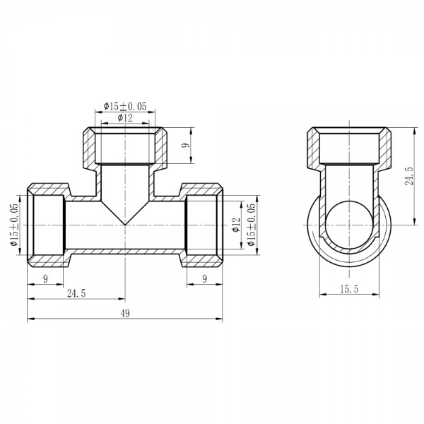 Тройник обжимной SD Forte 16 SF176W161616