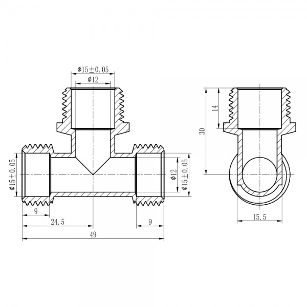 Тройник обжимной SD Forte 16х1/2"х16 НР SF178W161516
