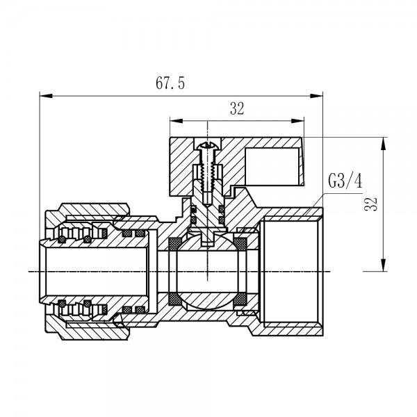 Кран шаровой обжимной SD Forte 20х3/4" ВР SF264W20