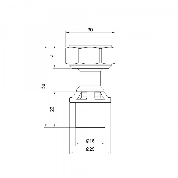 Переходник пресс Icma 16х3/4" ВР с накидной гайкой №416