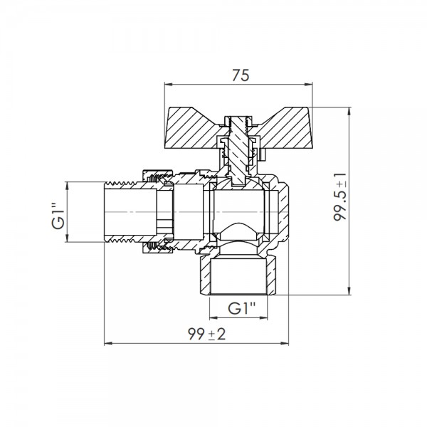 Кран кульовий "Американка" SD Forte 1" кутовий SF221W25
