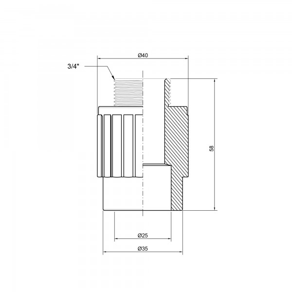 Муфта PPR Thermo Alliance 25х3/4" НР