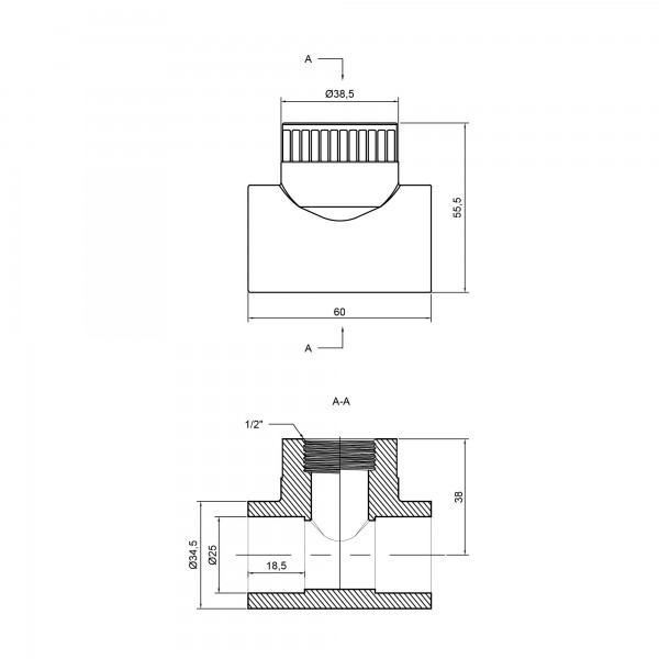 Трійник PPR Thermo Alliance 25х1/2"х25 ВР
