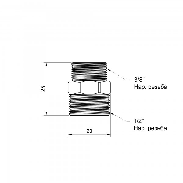 Ниппель Icma 3/8"х1/2" НР №1211