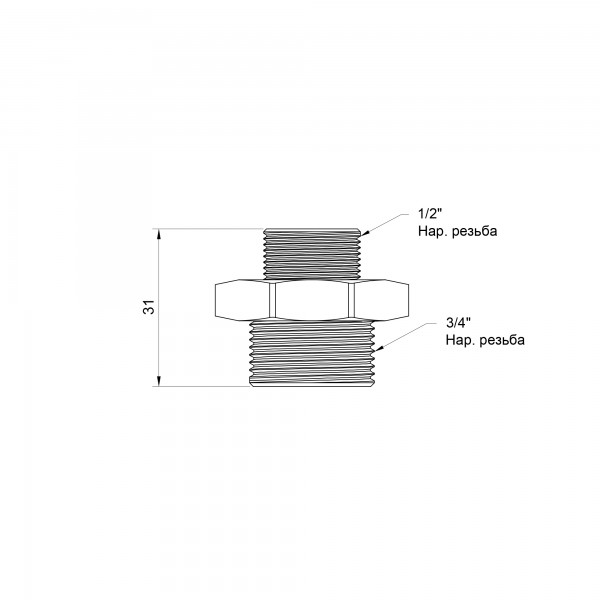 Ниппель Icma 1/2"х3/4" НР №1211