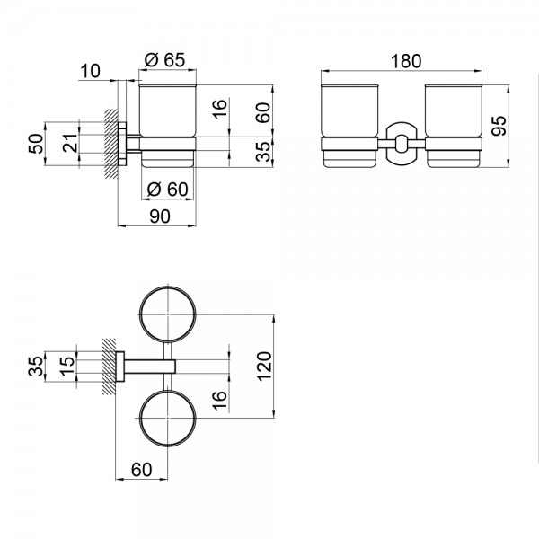 Склянка з тримачем Qtap Liberty настінна подвійна QTLIBCRM1155 Chrome