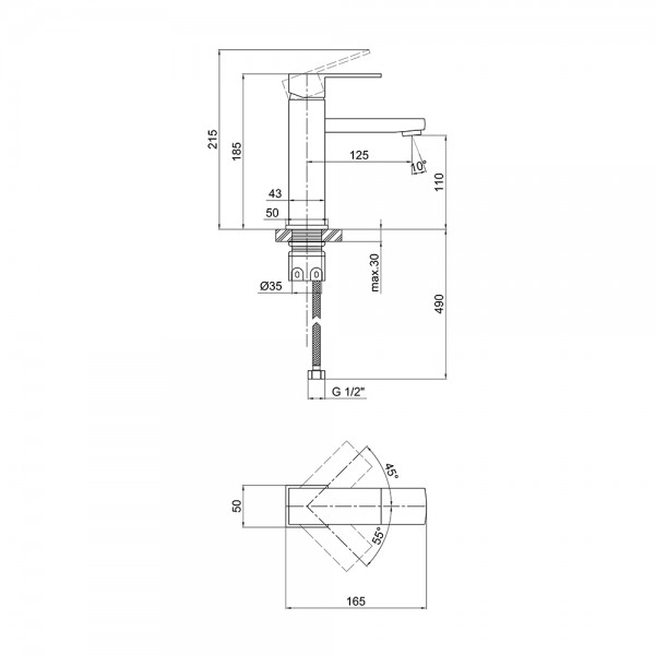 Змішувач для раковини Lidz (NKS) 10 30 001F
