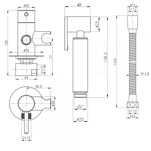 Набор для гігієнічного душу Qtap Inspai-Varius округлий QTINSVARCRMV00440001 Chrome Набор для гігієнічного душу Qtap Inspai-Varius округлий QTINSVARCRMV00440001 Chrome