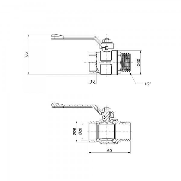 Кран шаровой Icma 1/2" прямой №352