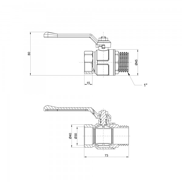 Кран кульовий Icma 1" прямий №352