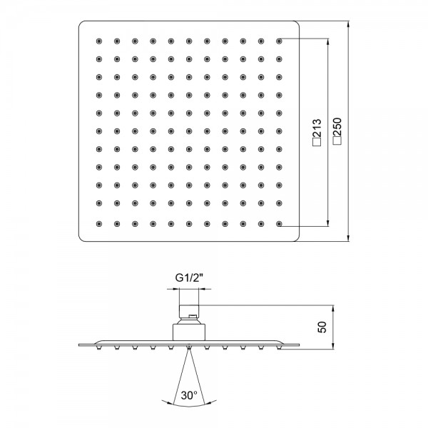 Лійка для верхнього душу квадратна 250 мм Lidz Niagara 225 LDNIA225CRM32452 Chrome