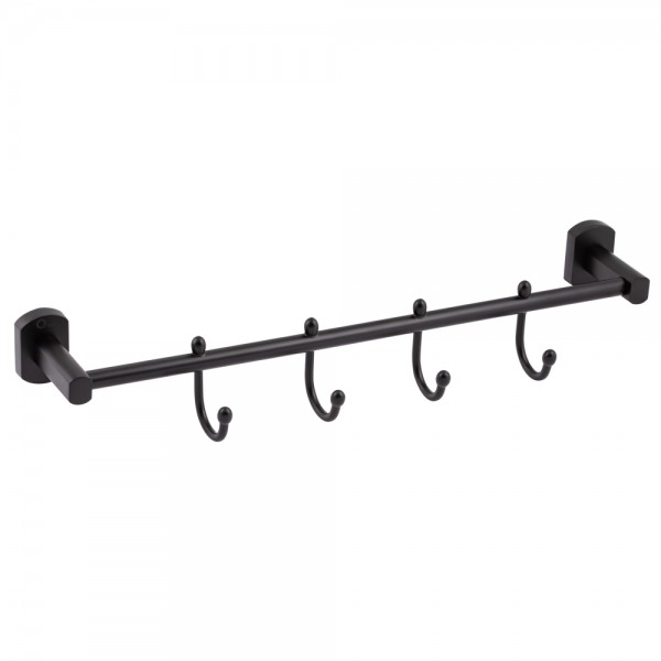 Держатель для полотенца Qtap Liberty 4 крючка 450 мм QTLIBBLM1154-4 Black