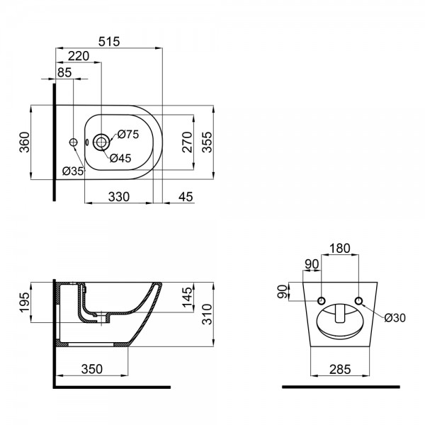 Биде подвесное Qtap Jay 520х360х320 White QT07555376W Биде подвесное Qtap Jay 520х360х320 White QT07555376W