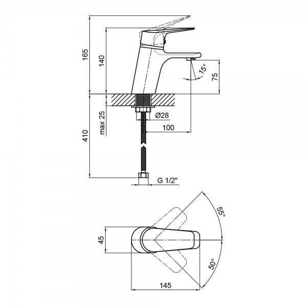 Змішувач для раковини Lidz (CRM) 19 46 001F