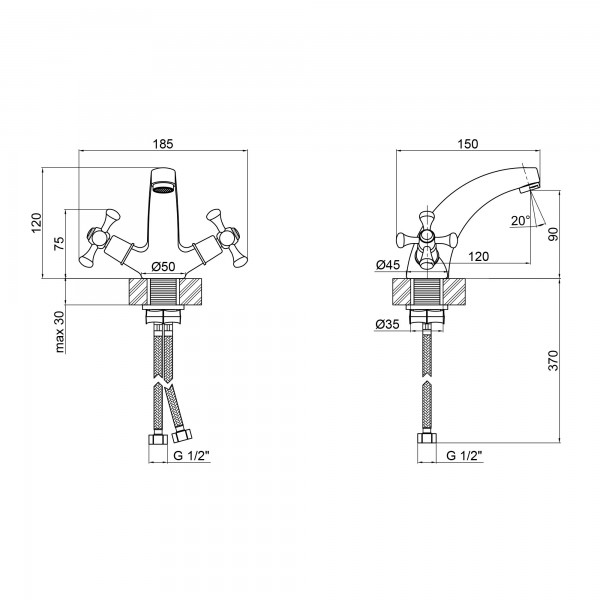 Змішувач для раковини Lidz (CRM) 75 21 161F