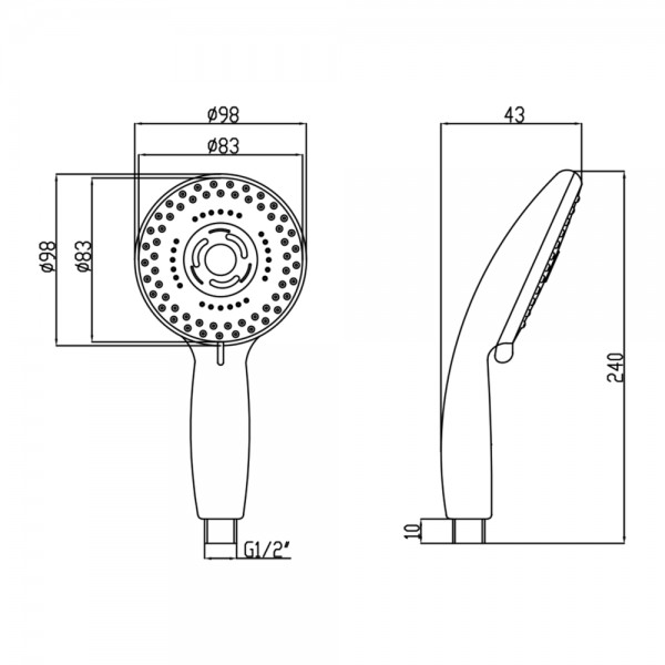 Лійка для ручного душу Lidz Niagara 11 98 мм округла LDNIA11CRM35464 Chrome