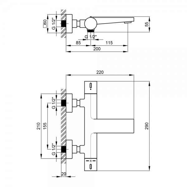 Змішувач термостатичний для ванни Qtap Votice 30T105GC