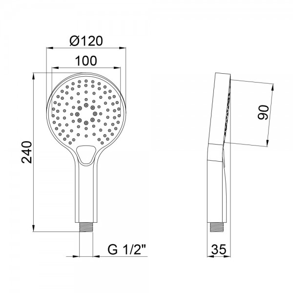 Лейка для ручного душа Qtap Rucni 120 мм округлая QTRUCA120O3KBB Black Matt