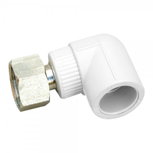 Уголок PPR с накидной гайкой Blue Ocean "Белый" 25х3/4", 90° ВР с латунным штоком