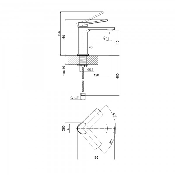 Смеситель для раковины Qtap Slavonice QTSLV1042103C Chrome