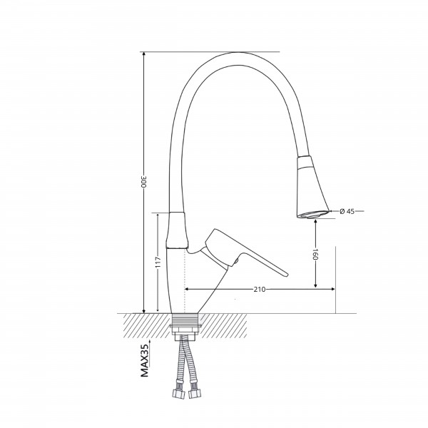 Смеситель для кухни с гибким изливом Lidz Tani 008F3 LDTAN008F3WCR37037 White / Chrome