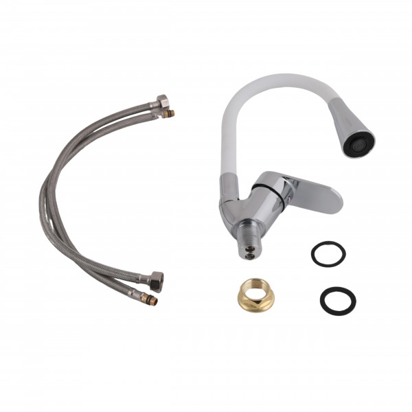 Смеситель для кухни с гибким изливом Lidz Tani 008F3 LDTAN008F3WCR37037 White / Chrome