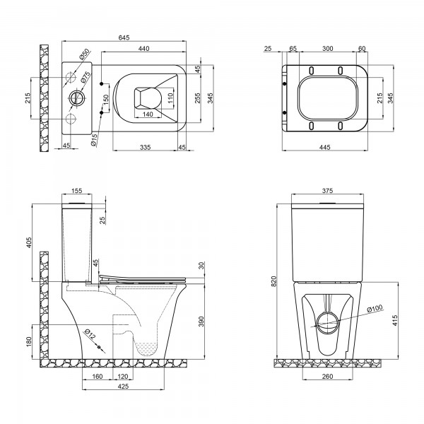 Унитаз-компакт Qtap Kalao безободковый с сиденьем Soft-close QT08221213AW Унитаз-компакт Qtap Kalao безободковый с сиденьем Soft-close QT08221213AW