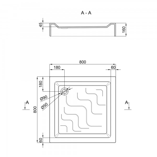 Душовий піддон Lidz Mazur ST80x80x16