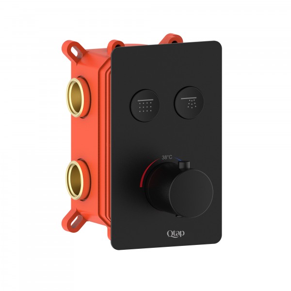 Смеситель для душа Qtap Votice термостатический скрытого монтажа на два потребителя QTVOT6442T105NKB Black Matt