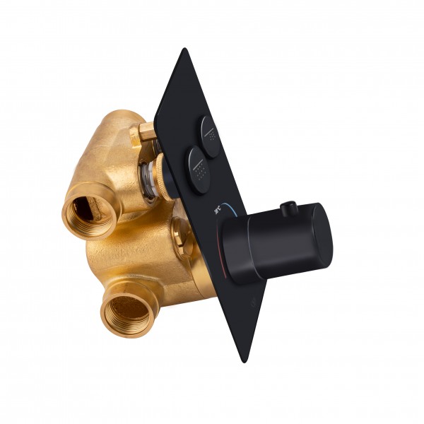 Смеситель для душа Qtap Votice термостатический скрытого монтажа на два потребителя QTVOT6442T105NKB Black Matt