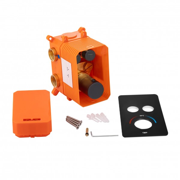 Смеситель для душа Qtap Votice термостатический скрытого монтажа на два потребителя QTVOT6442T105NKB Black Matt